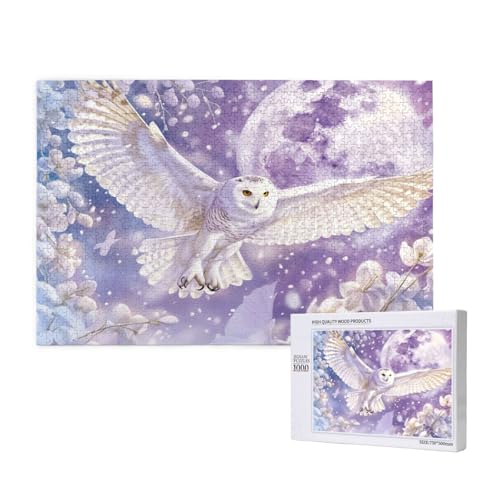 Eule Puzzle 1000 Teile Erwachsene, DIY Mond Puzzle Design für Erwachsene und Kinder ab 5 Jahren, HD Farbe Puzzel mit Geschenkbox Verpackung for Wand Zimmer Deko Wohnzimmer, Geschenke für Frauen -529 von Wjffnzbz