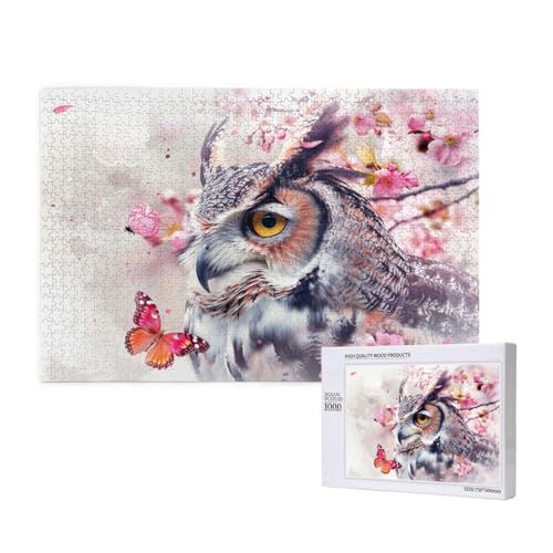 Eule Puzzle 1000 Teile Erwachsene, Schmetterling Puzzle Design für Erwachsene und Kinder ab 5 Jahren, HD Farbe Puzzel mit Geschenkbox Verpackung for Zimmer Deko Wohnzimmer, Geschenke für Frauen -619 von Wjffnzbz