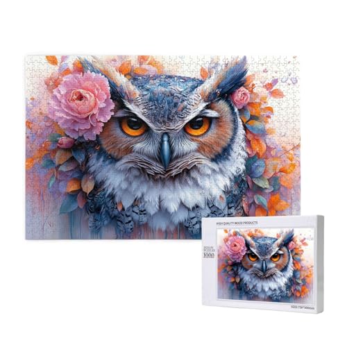 Eule Puzzle 300 Teile Erwachsene, DIY Blume Puzzle Design für Erwachsene und Kinder ab 5 Jahren, HD Farbe Puzzel mit Geschenkbox Verpackung for Wand Zimmer Deko Wohnzimmer, Geschenke für Frauen -762 von Wjffnzbz