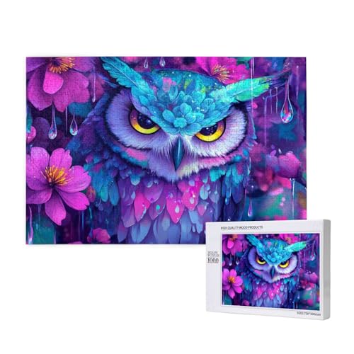 Eule Puzzle 500 Teile Erwachsene, DIY Blume Puzzle Design für Erwachsene und Kinder ab 5 Jahren, HD Farbe Puzzel mit Geschenkbox Verpackung for Wand Zimmer Deko Wohnzimmer, Geschenke für Frauen -3853 von Wjffnzbz