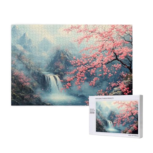 Fallen Puzzle 1500 Teile Erwachsene, DIY Kirschblüten Puzzle Design für Erwachsene und Kinder ab 5 Jahren, Farbe Puzzel mit Geschenkbox Verpackung for Zimmer Deko Wohnzimmer, Geschenke für Frauen -260 von Wjffnzbz