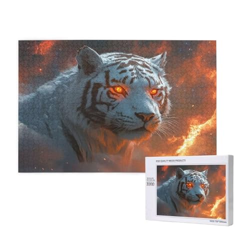 Fantasie Puzzle 1000 Teile Erwachsene, DIY Tiger Puzzle Design für Erwachsene und Kinder ab 5 Jahren, HD Farbe Puzzel mit Geschenkbox Verpackung for Zimmer Deko Wohnzimmer, Geschenke für Frauen -1709 von Wjffnzbz