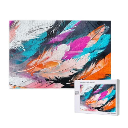 Feder Puzzle 300 Teile Erwachsene, DIY Kunst Puzzle Design für Erwachsene und Kinder ab 5 Jahren, HD Farbe Puzzel mit Geschenkbox Verpackung for Wand Zimmer Deko Wohnzimmer, Geschenke für Frauen -4092 von Wjffnzbz