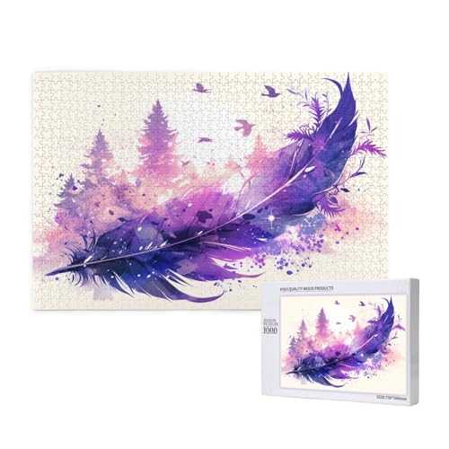 Feder Puzzle 500 Teile Erwachsene, DIY Baum Puzzle Design für Erwachsene und Kinder ab 5 Jahren, HD Farbe Puzzel mit Geschenkbox Verpackung for Wand Zimmer Deko Wohnzimmer, Geschenke für Frauen -4223 von Wjffnzbz