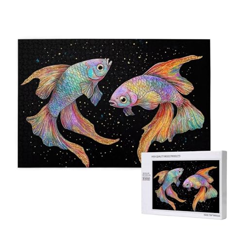 Fisch Puzzle 1000 Teile Erwachsene, Sternenhimmel Puzzle Design für Erwachsene und Kinder ab 5 Jahren, Farbe Puzzel mit Geschenkbox Verpackung for Zimmer Deko Wohnzimmer, Geschenke für Frauen -2209 von Wjffnzbz