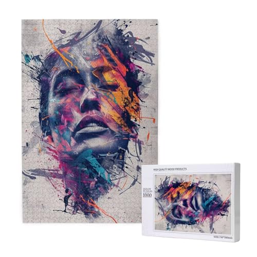 Frau Puzzle 1000 Teile Erwachsene, DIY Kunst Puzzle Design für Erwachsene und Kinder ab 5 Jahren, HD Farbe Puzzel mit Geschenkbox Verpackung for Wand Zimmer Deko Wohnzimmer, Geschenke für Frauen -7194 von Wjffnzbz