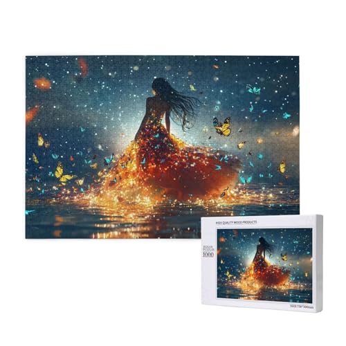 Frau Puzzle 1500 Teile Erwachsene, Schmetterling Puzzle Design für Erwachsene und Kinder ab 5 Jahren, HD Farbe Puzzel mit Geschenkbox Verpackung for Zimmer Deko Wohnzimmer, Geschenke für Frauen -2945 von Wjffnzbz