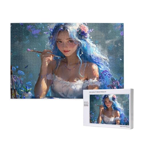 Frau Puzzle 300 Teile Erwachsene, DIY Blume Puzzle Design für Erwachsene und Kinder ab 5 Jahren, HD Farbe Puzzel mit Geschenkbox Verpackung for Wand Zimmer Deko Wohnzimmer, Geschenke für Frauen -1267 von Wjffnzbz