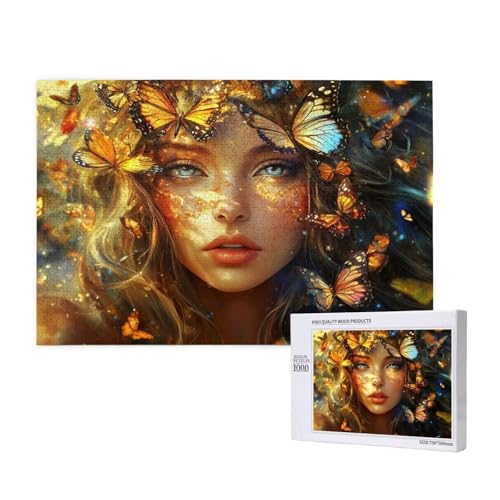 Frau Puzzle 300 Teile Erwachsene, Schmetterling Puzzle Design für Erwachsene und Kinder ab 5 Jahren, HD Farbe Puzzel mit Geschenkbox Verpackung for Zimmer Deko Wohnzimmer, Geschenke für Frauen -1482 von Wjffnzbz