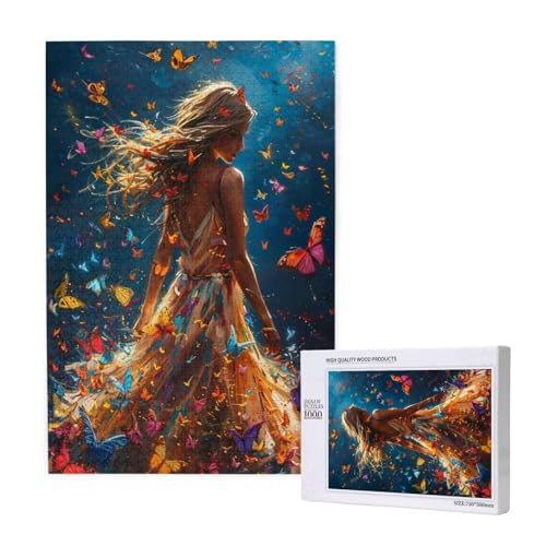 Frau Puzzle 300 Teile Erwachsene, Schmetterling Puzzle Design für Erwachsene und Kinder ab 5 Jahren, HD Farbe Puzzel mit Geschenkbox Verpackung for Zimmer Deko Wohnzimmer, Geschenke für Frauen -6012 von Wjffnzbz