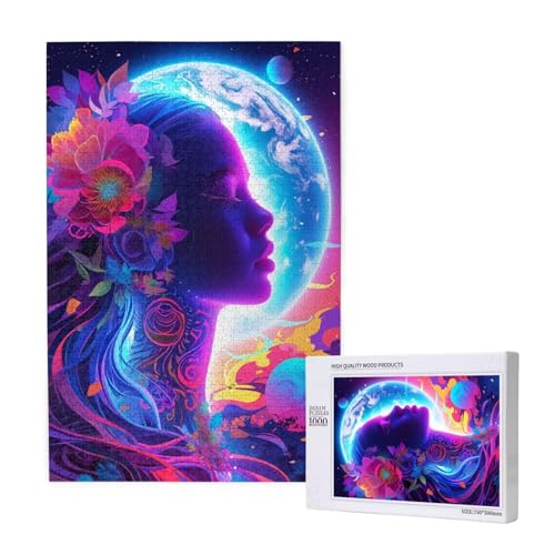 Frau Puzzle 500 Teile Erwachsene, 5D DIY Fantasie Puzzle Design für Erwachsene und Kinder ab 5 Jahren, HD Farbe Puzzel mit Geschenkbox Verpackung for Zimmer Deko Wohnzimmer, Geschenke für Frauen -8758 von Wjffnzbz