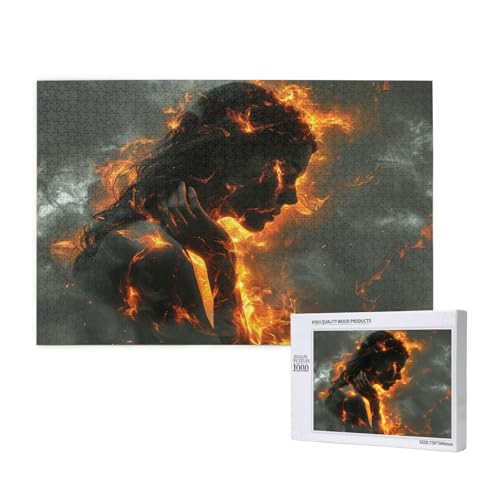 Frau Puzzle 500 Teile Erwachsene, DIY Feuer Puzzle Design für Erwachsene und Kinder ab 5 Jahren, HD Farbe Puzzel mit Geschenkbox Verpackung for Wand Zimmer Deko Wohnzimmer, Geschenke für Frauen -1313 von Wjffnzbz