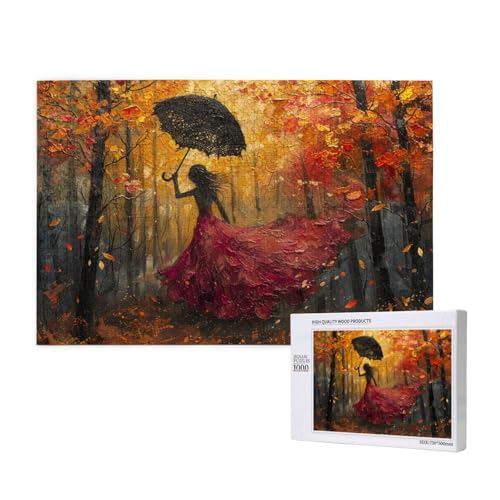 Frau Puzzle 500 Teile Erwachsene, DIY Regenschirm Puzzle Design für Erwachsene und Kinder ab 5 Jahren, HD Farbe Puzzel mit Geschenkbox Verpackung for Zimmer Deko Wohnzimmer, Geschenke für Frauen -2403 von Wjffnzbz