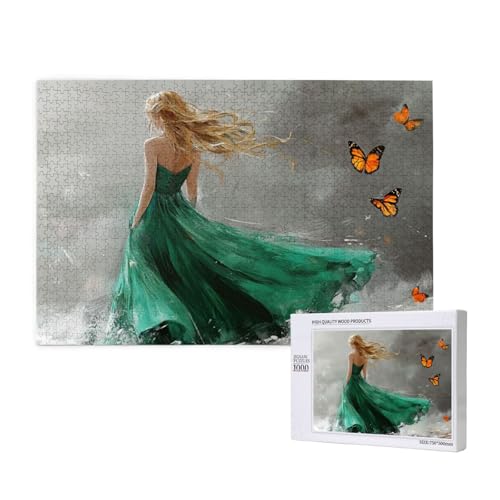 Frau Puzzle 500 Teile Erwachsene, Schmetterling Puzzle Design für Erwachsene und Kinder ab 5 Jahren, HD Farbe Puzzel mit Geschenkbox Verpackung for Zimmer Deko Wohnzimmer, Geschenke für Frauen -3123 von Wjffnzbz