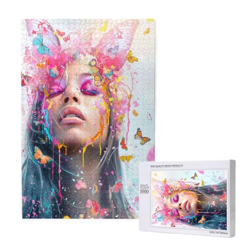 Frau Puzzle 500 Teile Erwachsene, Schmetterling Puzzle Design für Erwachsene und Kinder ab 5 Jahren, HD Farbe Puzzel mit Geschenkbox Verpackung for Zimmer Deko Wohnzimmer, Geschenke für Frauen -7228 von Wjffnzbz