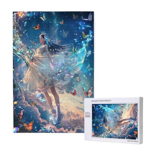 Frau Puzzle 500 Teile Erwachsene, Schmetterling Puzzle Design für Erwachsene und Kinder ab 5 Jahren, HD Farbe Puzzel mit Geschenkbox Verpackung for Zimmer Deko Wohnzimmer, Geschenke für Frauen -8798 von Wjffnzbz