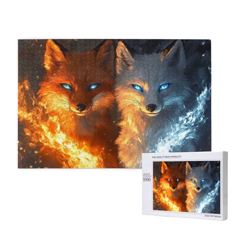 Fuchs Puzzle 1000 Teile Erwachsene, DIY Fantasie Puzzle Design für Erwachsene und Kinder ab 5 Jahren, HD Farbe Puzzel mit Geschenkbox Verpackung for Zimmer Deko Wohnzimmer, Geschenke für Frauen -2184 von Wjffnzbz