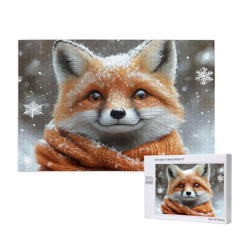 Fuchs Puzzle 1000 Teile Erwachsene, DIY Niedlich Puzzle Design für Erwachsene und Kinder ab 5 Jahren, HD Farbe Puzzel mit Geschenkbox Verpackung for Zimmer Deko Wohnzimmer, Geschenke für Frauen -244 von Wjffnzbz