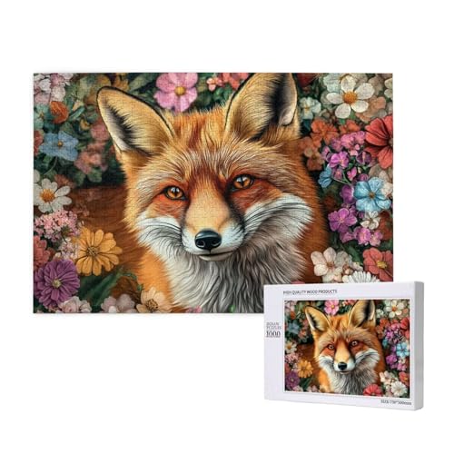 Fuchs Puzzle 1500 Teile Erwachsene, 5D DIY Blume Puzzle Design für Erwachsene und Kinder ab 5 Jahren, HD Farbe Puzzel mit Geschenkbox Verpackung for Zimmer Deko Wohnzimmer, Geschenke für Frauen -3835 von Wjffnzbz