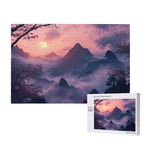 Gebirge Puzzle 1000 Teile Erwachsene, Sonnenaufgang Puzzle Design für Erwachsene und Kinder ab 5 Jahren, Farbe Puzzel mit Geschenkbox Verpackung for Zimmer Deko Wohnzimmer, Geschenke für Frauen -14 von Wjffnzbz