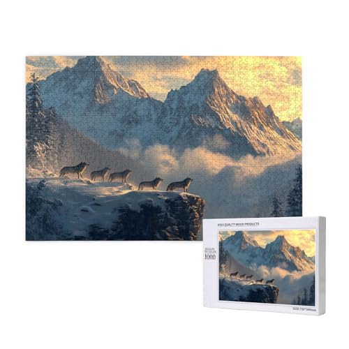 Gebirge Puzzle 300 Teile Erwachsene, 5D DIY Wolf Puzzle Design für Erwachsene und Kinder ab 5 Jahren, HD Farbe Puzzel mit Geschenkbox Verpackung for Zimmer Deko Wohnzimmer, Geschenke für Frauen -4867 von Wjffnzbz