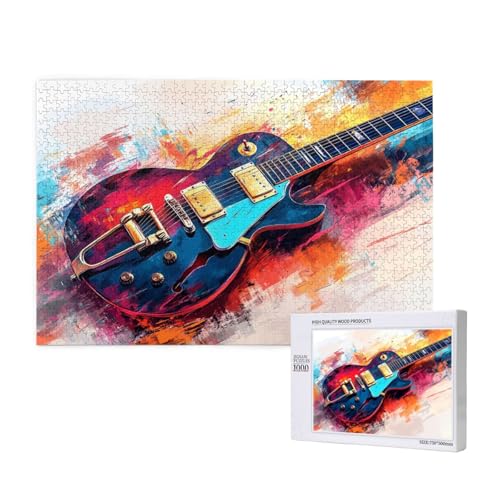 Gitarre Puzzle 300 Teile Erwachsene, 5D DIY Farbe Puzzle Design für Erwachsene und Kinder ab 5 Jahren, HD Farbe Puzzel mit Geschenkbox Verpackung for Zimmer Deko Wohnzimmer, Geschenke für Frauen -1897 von Wjffnzbz