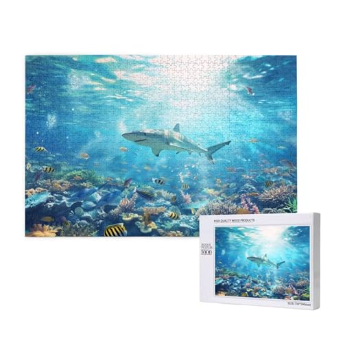 Hai Puzzle 1000 Teile Erwachsene, 5D DIY Koralle Puzzle Design für Erwachsene und Kinder ab 5 Jahren, HD Farbe Puzzel mit Geschenkbox Verpackung for Zimmer Deko Wohnzimmer, Geschenke für Frauen -4514 von Wjffnzbz