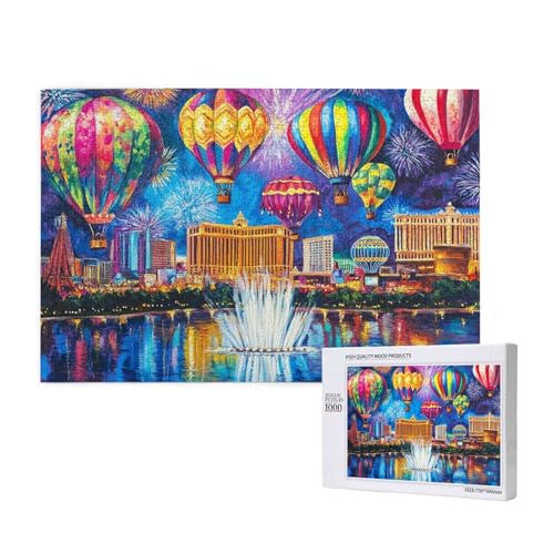 Heißluftballon Puzzle 300 Teile Erwachsene, DIY Stadtbild Puzzle Design für Erwachsene und Kinder ab 5 Jahren, Puzzel mit Geschenkbox Verpackung for Zimmer Deko Wohnzimmer, Geschenke für Frauen -1827 von Wjffnzbz