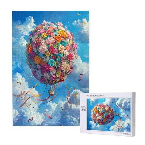 Heißluftballon Puzzle 500 Teile Erwachsene, Blume Puzzle Design für Erwachsene und Kinder ab 5 Jahren, Farbe Puzzel mit Geschenkbox Verpackung for Zimmer Deko Wohnzimmer, Geschenke für Frauen -8288 von Wjffnzbz