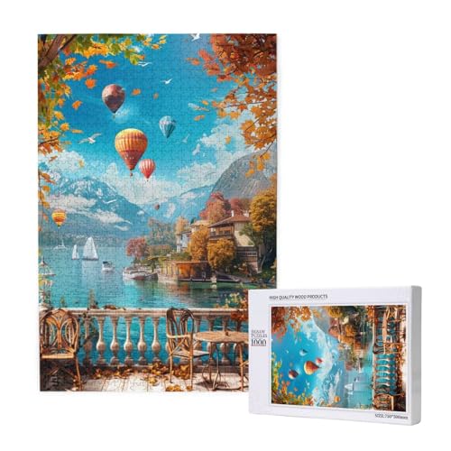 Heißluftballon Puzzle 500 Teile Erwachsene, DIY Landschaft Puzzle Design für Erwachsene und Kinder ab 5 Jahren, Puzzel mit Geschenkbox Verpackung for Zimmer Deko Wohnzimmer, Geschenke für Frauen -8163 von Wjffnzbz