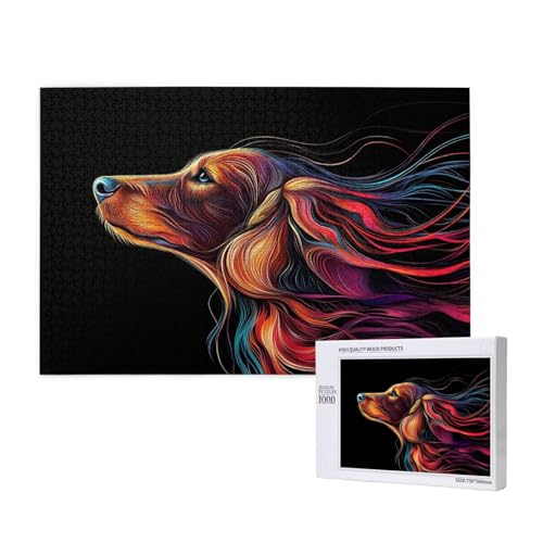 Hund Puzzle 1000 Teile Erwachsene, DIY Fantasie Puzzle Design für Erwachsene und Kinder ab 5 Jahren, HD Farbe Puzzel mit Geschenkbox Verpackung for Zimmer Deko Wohnzimmer, Geschenke für Frauen -1164 von Wjffnzbz