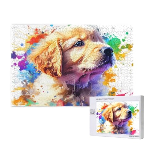 Hund Puzzle 1000 Teile Erwachsene, DIY Farbe Puzzle Design für Erwachsene und Kinder ab 5 Jahren, HD Farbe Puzzel mit Geschenkbox Verpackung for Wand Zimmer Deko Wohnzimmer, Geschenke für Frauen -469 von Wjffnzbz