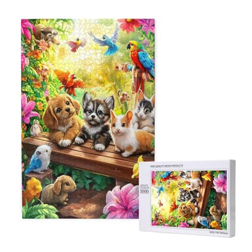 Hund Puzzle 1000 Teile Erwachsene, DIY Kaninchen Puzzle Design für Erwachsene und Kinder ab 5 Jahren, HD Farbe Puzzel mit Geschenkbox Verpackung for Zimmer Deko Wohnzimmer, Geschenke für Frauen -5124 von Wjffnzbz