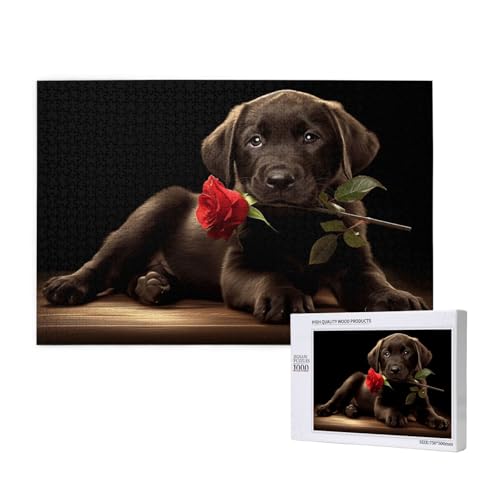 Hund Puzzle 1000 Teile Erwachsene, DIY Rose Puzzle Design für Erwachsene und Kinder ab 5 Jahren, HD Farbe Puzzel mit Geschenkbox Verpackung for Wand Zimmer Deko Wohnzimmer, Geschenke für Frauen -1414 von Wjffnzbz