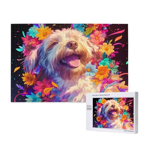 Hund Puzzle 1500 Teile Erwachsene, DIY Blume Puzzle Design für Erwachsene und Kinder ab 5 Jahren, HD Farbe Puzzel mit Geschenkbox Verpackung for Wand Zimmer Deko Wohnzimmer, Geschenke für Frauen -480 von Wjffnzbz