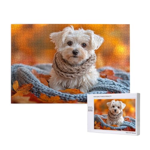 Hund Puzzle 300 Teile Erwachsene, DIY Ahornblatt Puzzle Design für Erwachsene und Kinder ab 5 Jahren, HD Farbe Puzzel mit Geschenkbox Verpackung for Zimmer Deko Wohnzimmer, Geschenke für Frauen -1367 von Wjffnzbz