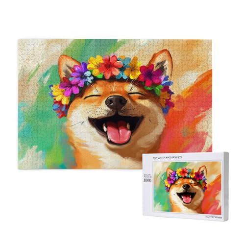 Hund Puzzle 300 Teile Erwachsene, DIY Blume Puzzle Design für Erwachsene und Kinder ab 5 Jahren, HD Farbe Puzzel mit Geschenkbox Verpackung for Wand Zimmer Deko Wohnzimmer, Geschenke für Frauen -3247 von Wjffnzbz