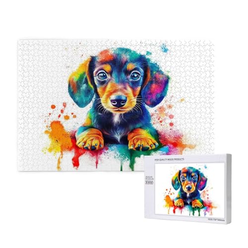 Hund Puzzle 300 Teile Erwachsene, DIY Farbe Puzzle Design für Erwachsene und Kinder ab 5 Jahren, HD Farbe Puzzel mit Geschenkbox Verpackung for Wand Zimmer Deko Wohnzimmer, Geschenke für Frauen -2077 von Wjffnzbz