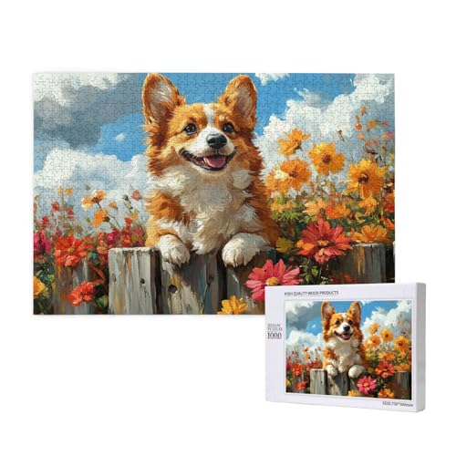 Hund Puzzle 500 Teile Erwachsene, DIY Blume Puzzle Design für Erwachsene und Kinder ab 5 Jahren, HD Farbe Puzzel mit Geschenkbox Verpackung for Wand Zimmer Deko Wohnzimmer, Geschenke für Frauen -268 von Wjffnzbz