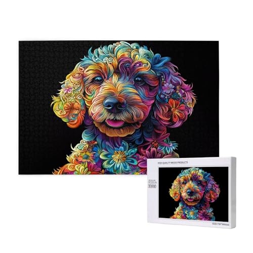 Hund Puzzle 500 Teile Erwachsene, DIY Blume Puzzle Design für Erwachsene und Kinder ab 5 Jahren, HD Farbe Puzzel mit Geschenkbox Verpackung for Wand Zimmer Deko Wohnzimmer, Geschenke für Frauen -2863 von Wjffnzbz