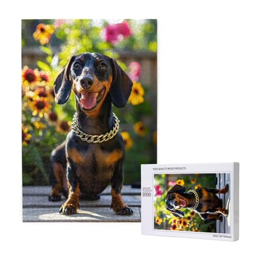 Hund Puzzle 500 Teile Erwachsene, DIY Blume Puzzle Design für Erwachsene und Kinder ab 5 Jahren, HD Farbe Puzzel mit Geschenkbox Verpackung for Wand Zimmer Deko Wohnzimmer, Geschenke für Frauen -8403 von Wjffnzbz