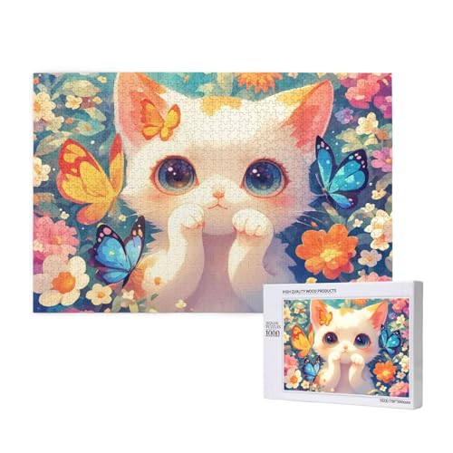 Katze Puzzle 1000 Teile Erwachsene, 5D DIY Blume Puzzle Design für Erwachsene und Kinder ab 5 Jahren, HD Farbe Puzzel mit Geschenkbox Verpackung for Zimmer Deko Wohnzimmer, Geschenke für Frauen -4679 von Wjffnzbz