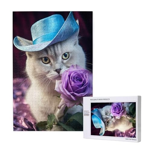 Katze Puzzle 1000 Teile Erwachsene, 5D DIY Blume Puzzle Design für Erwachsene und Kinder ab 5 Jahren, HD Farbe Puzzel mit Geschenkbox Verpackung for Zimmer Deko Wohnzimmer, Geschenke für Frauen -6399 von Wjffnzbz