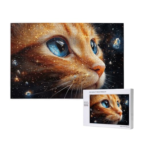 Katze Puzzle 1000 Teile Erwachsene, 5D DIY Planet Puzzle Design für Erwachsene und Kinder ab 5 Jahren, HD Farbe Puzzel mit Geschenkbox Verpackung for Zimmer Deko Wohnzimmer, Geschenke für Frauen -234 von Wjffnzbz