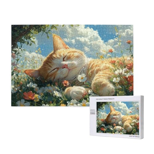 Katze Puzzle 1500 Teile Erwachsene, 5D DIY Blume Puzzle Design für Erwachsene und Kinder ab 5 Jahren, HD Farbe Puzzel mit Geschenkbox Verpackung for Zimmer Deko Wohnzimmer, Geschenke für Frauen -280 von Wjffnzbz