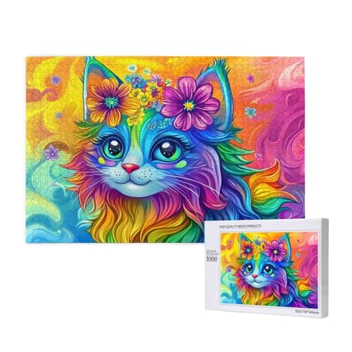 Katze Puzzle 1500 Teile Erwachsene, 5D DIY Farbe Puzzle Design für Erwachsene und Kinder ab 5 Jahren, HD Farbe Puzzel mit Geschenkbox Verpackung for Zimmer Deko Wohnzimmer, Geschenke für Frauen -3280 von Wjffnzbz