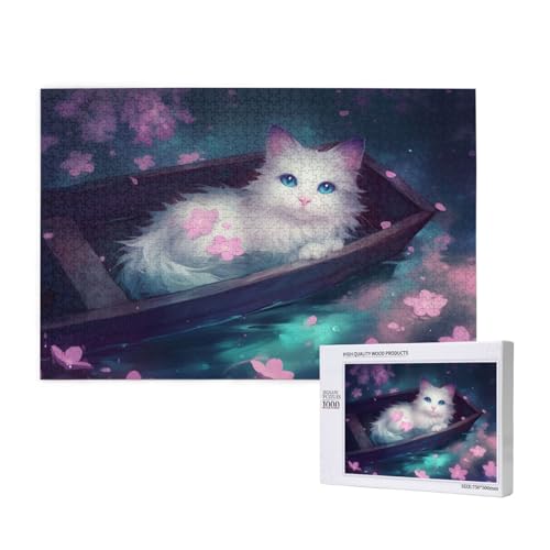 Katze Puzzle 300 Teile Erwachsene, DIY Boot Puzzle Design für Erwachsene und Kinder ab 5 Jahren, HD Farbe Puzzel mit Geschenkbox Verpackung for Wand Zimmer Deko Wohnzimmer, Geschenke für Frauen -537 von Wjffnzbz