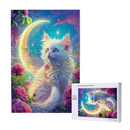 Katze Puzzle 300 Teile Erwachsene, DIY Mond Puzzle Design für Erwachsene und Kinder ab 5 Jahren, HD Farbe Puzzel mit Geschenkbox Verpackung for Wand Zimmer Deko Wohnzimmer, Geschenke für Frauen -7167 von Wjffnzbz