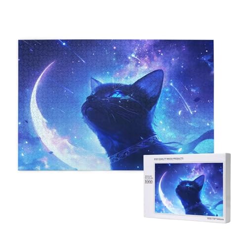 Katze Puzzle 300 Teile Erwachsene, DIY Mond Puzzle Design für Erwachsene und Kinder ab 5 Jahren, HD Farbe Puzzel mit Geschenkbox Verpackung for Wand Zimmer Deko Wohnzimmer, Geschenke für Frauen -592 von Wjffnzbz