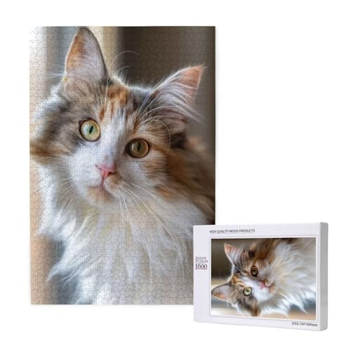 Katze Puzzle 300 Teile Erwachsene, DIY Weiß Puzzle Design für Erwachsene und Kinder ab 5 Jahren, HD Farbe Puzzel mit Geschenkbox Verpackung for Wand Zimmer Deko Wohnzimmer, Geschenke für Frauen -9467 von Wjffnzbz